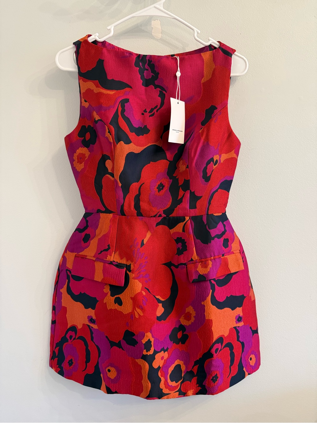 Amanda Uprichard Banco Red & Pink Floral Print Dress
